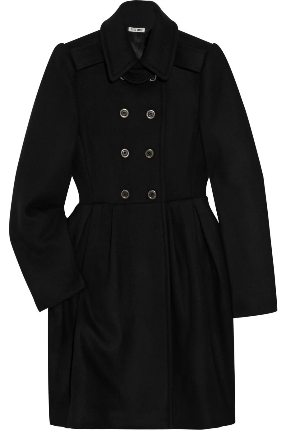 miu miu archive wool long coat black 