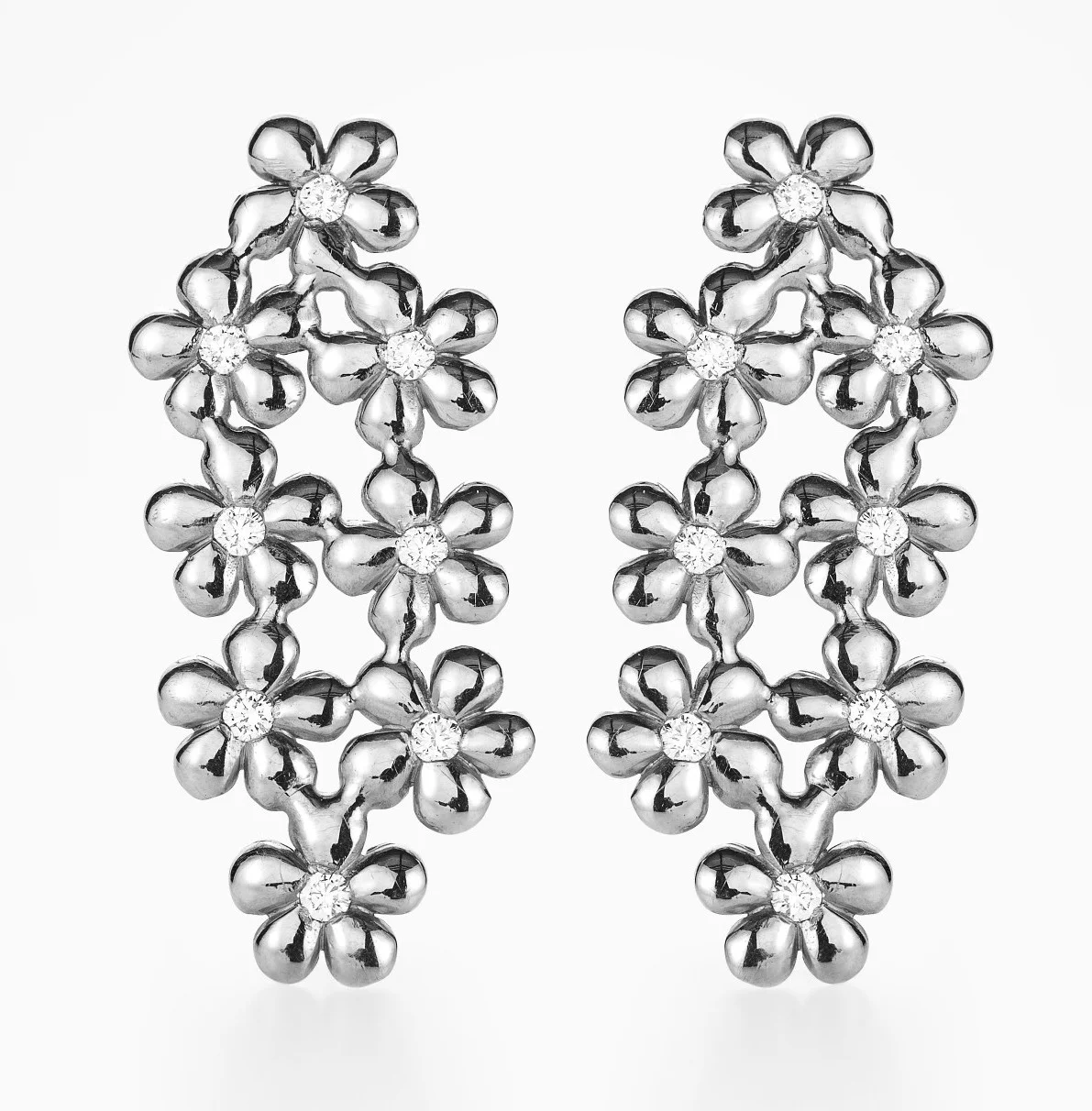 Kreuger Jewellery White Gold Poppy Earrings with Diamonds