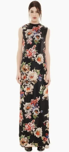 Acne Studios Floral Print Silk Maxi Dress