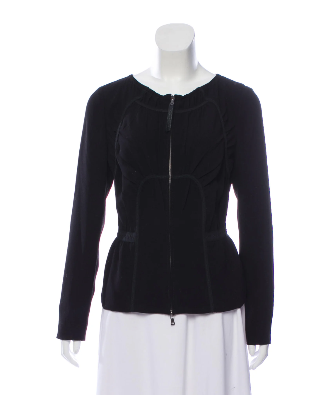 Prada Scoop-Neck Zip-Up Jacket