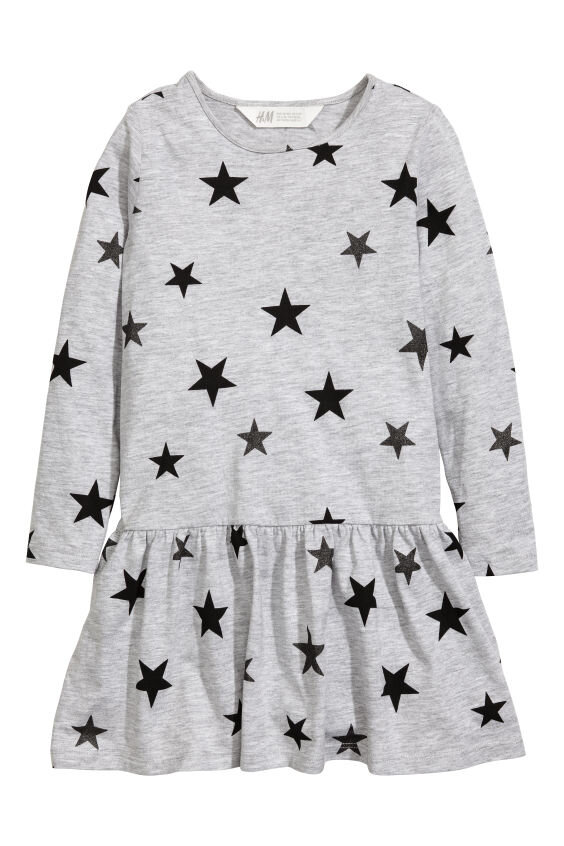 H&M Star Print Jersey Dress in Grey.jpg