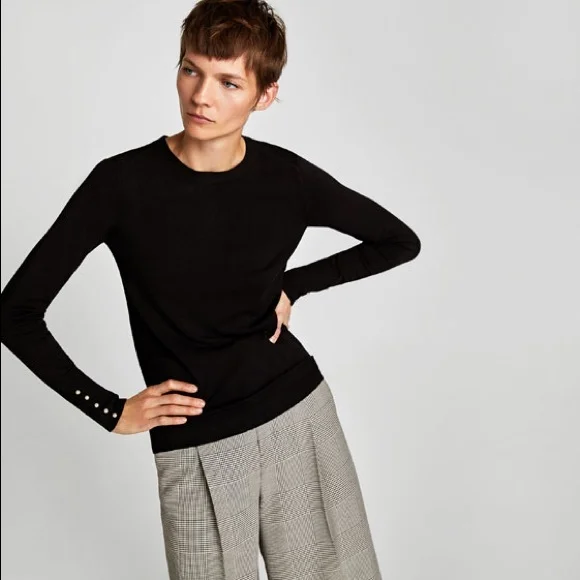 zara turtleneck with pearls