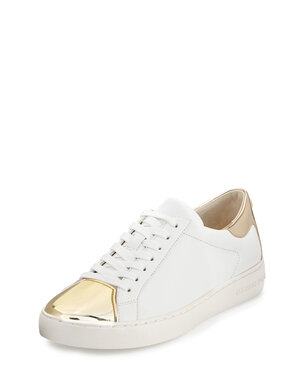 Michael Michael Kors Frankie Sneakers in White with Pale Gold Trim ...