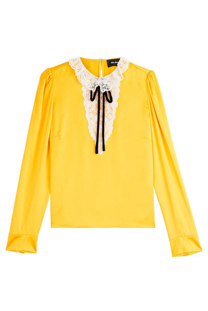 The Kooples Silk Blouse with Lace in Yellow.jpg