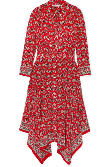 Veronica Beard Willamette Paisley Print Dress in Red