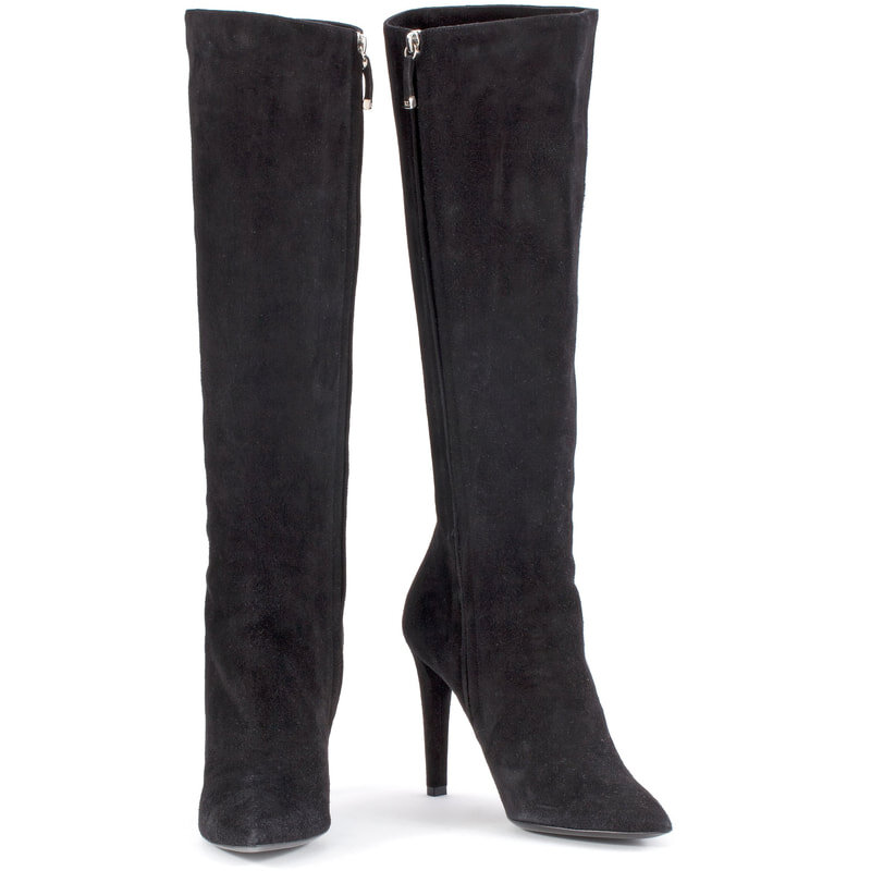 Ralph Lauren Collection Black Suede High Heel Boot — UFO No More