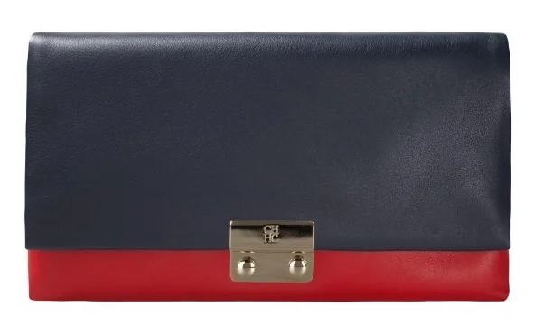 Carolina Herrera Baret Clutch in Navy and Red