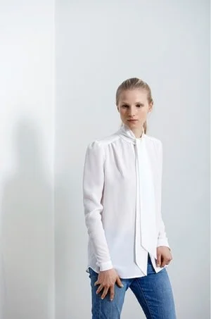 Britt Sisseck Pussy Bow Shirt in White