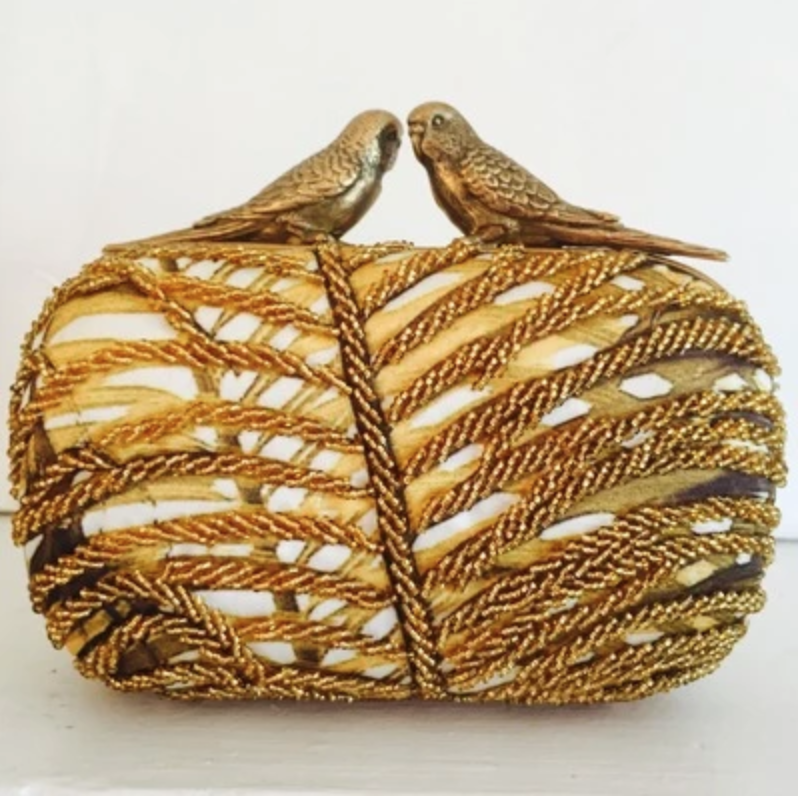 Sarah's Bag Bead Leaf Bird Clutch