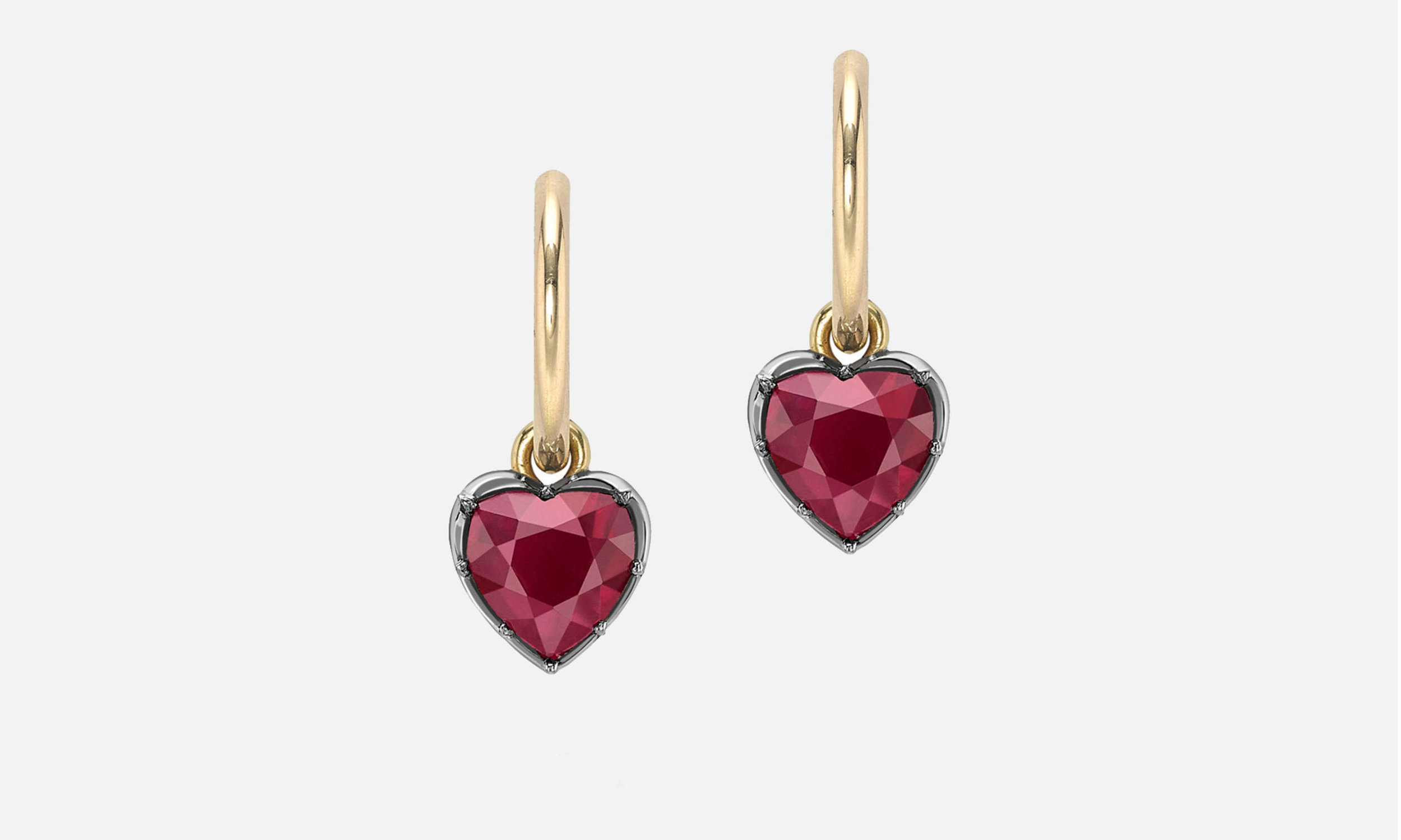 Jessica McCormack Signature Gypset Heart Hoop Earrings in Ruby
