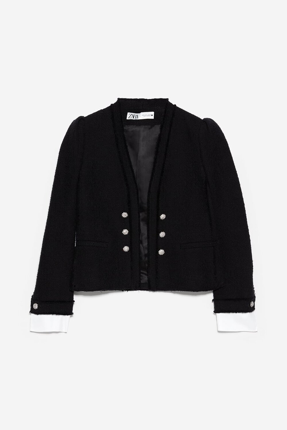Zara Tweed Jacket with Poplin in Black — UFO No More