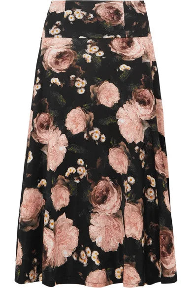 Erdem Elvin Floral-Print Midi Skirt