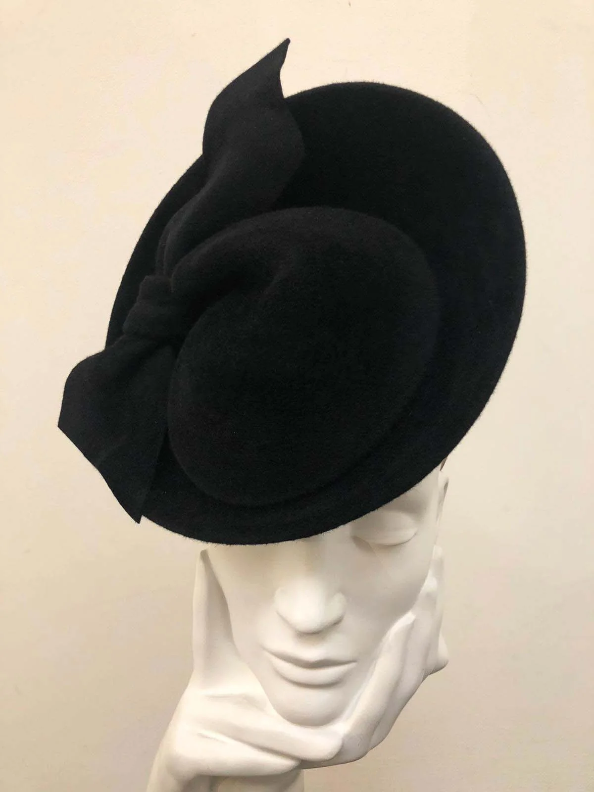 Jane Taylor Black Felt Hat with Bow