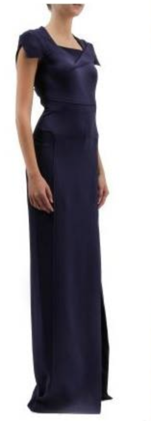 Roland Mouret Botticino Stretchcrepe Gown in Navy