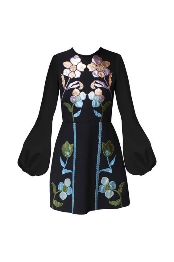Cynthia Rowley Rainbow Leather Applique Bell Sleeve Dress  UFO No More