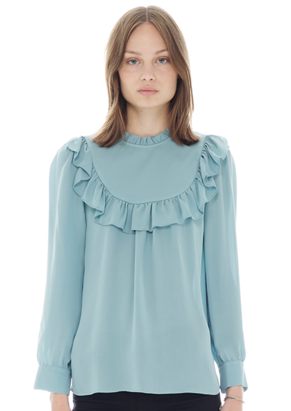 Mayla Daria Silk Blouse in Vintage Blue