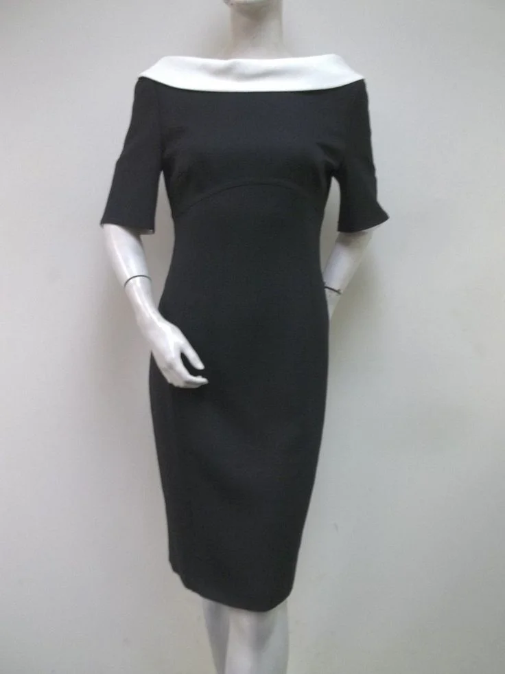 Escada Dramatic Boat Neck Dress