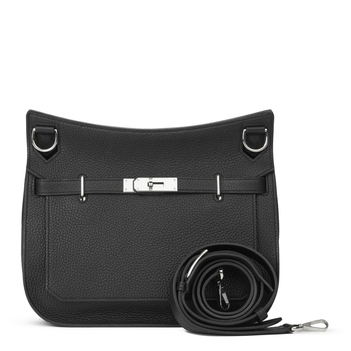 Hermès Jypsiere Shoulder Bag in Black Leather with Silver Hardware.jpg
