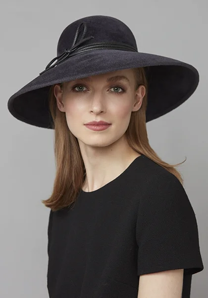 Rachel Trevor Morgan Slate Velvet Felt Hat in Black