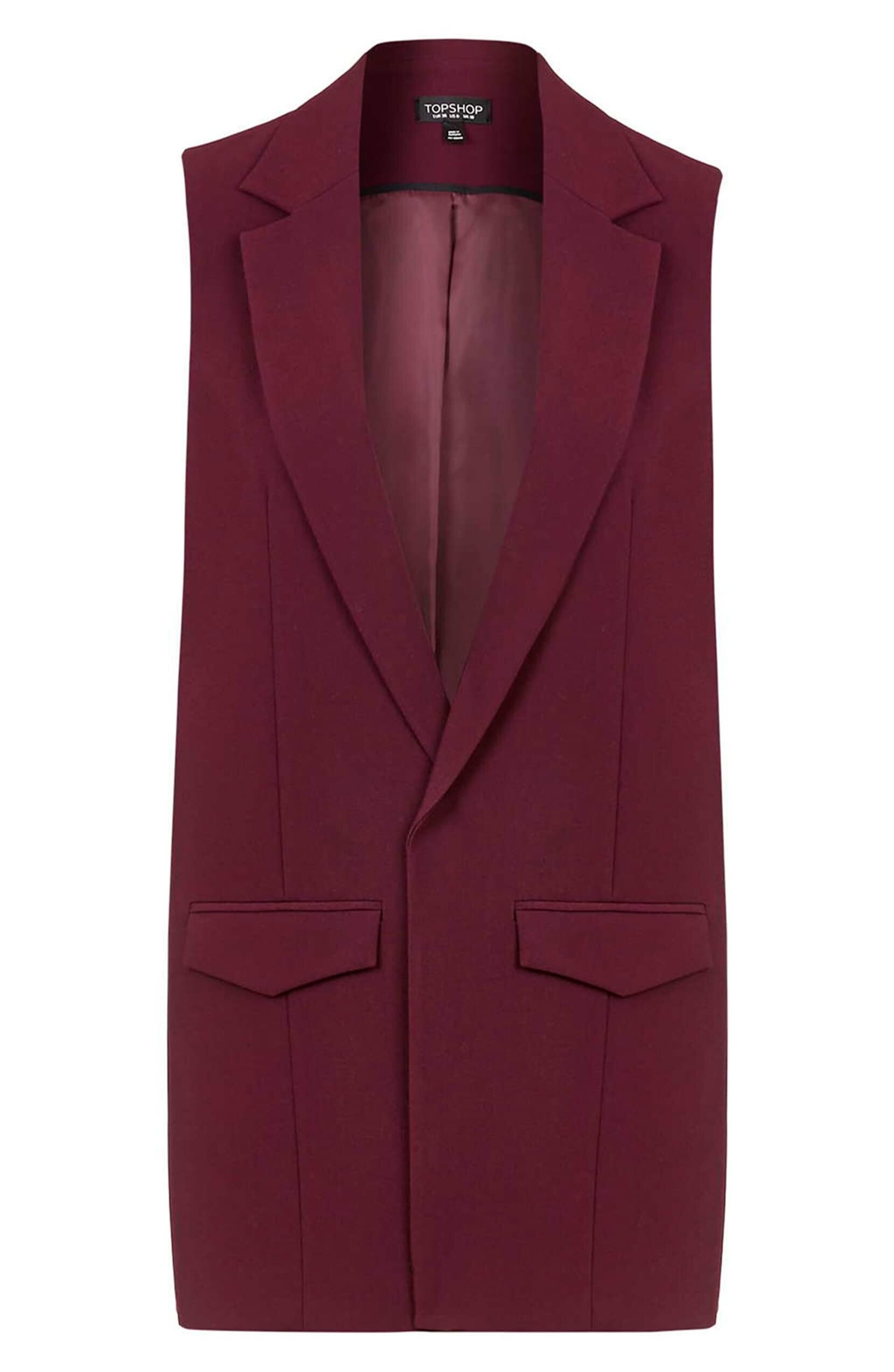 Topshop Holly Sleeveless Jacket in Burgundy.jpg