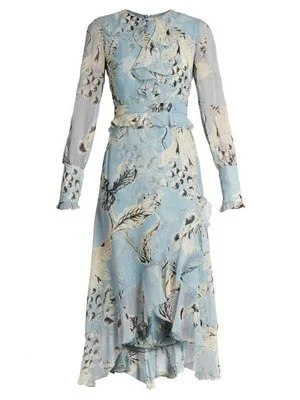 Erdem Meg Silk-Voile Dress in Light Blue