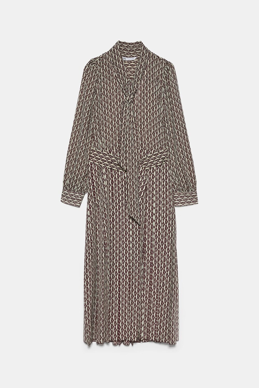 Zara Pleated Printed Dress in Ecru — UFO No More