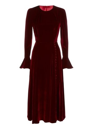 Beulah London Yahvi Midi Dress in Burgundy Velvet — UFO No More