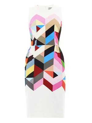 Preen Issy Geometric-Print Crepe Dress