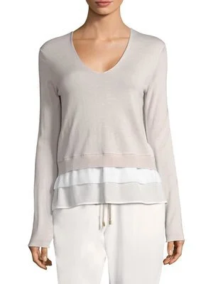 Peserico Crepe Trim Sweater in Natural