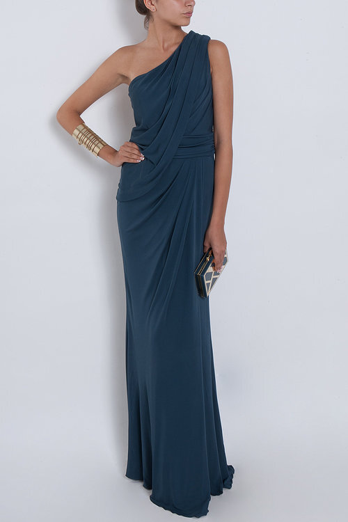 Elie Saab One Shoulder Draped Dress