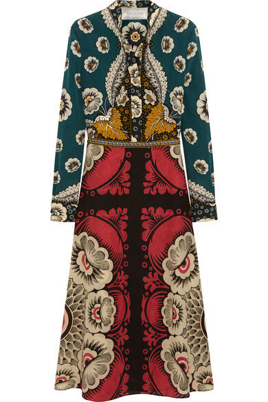 Valentino Printed Silk Crepe de Chine Dress