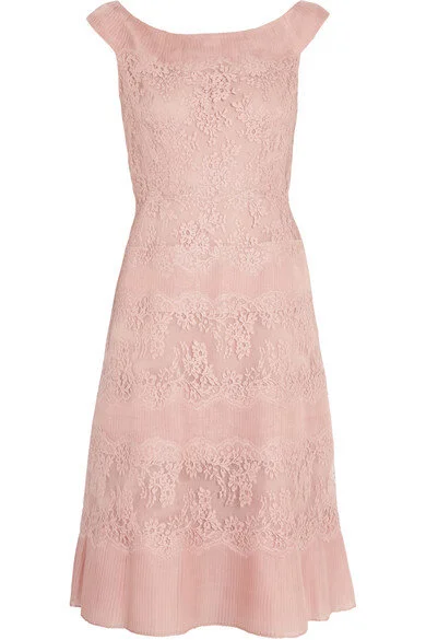Valentino Lace and Pleated Silk-organza Dress
