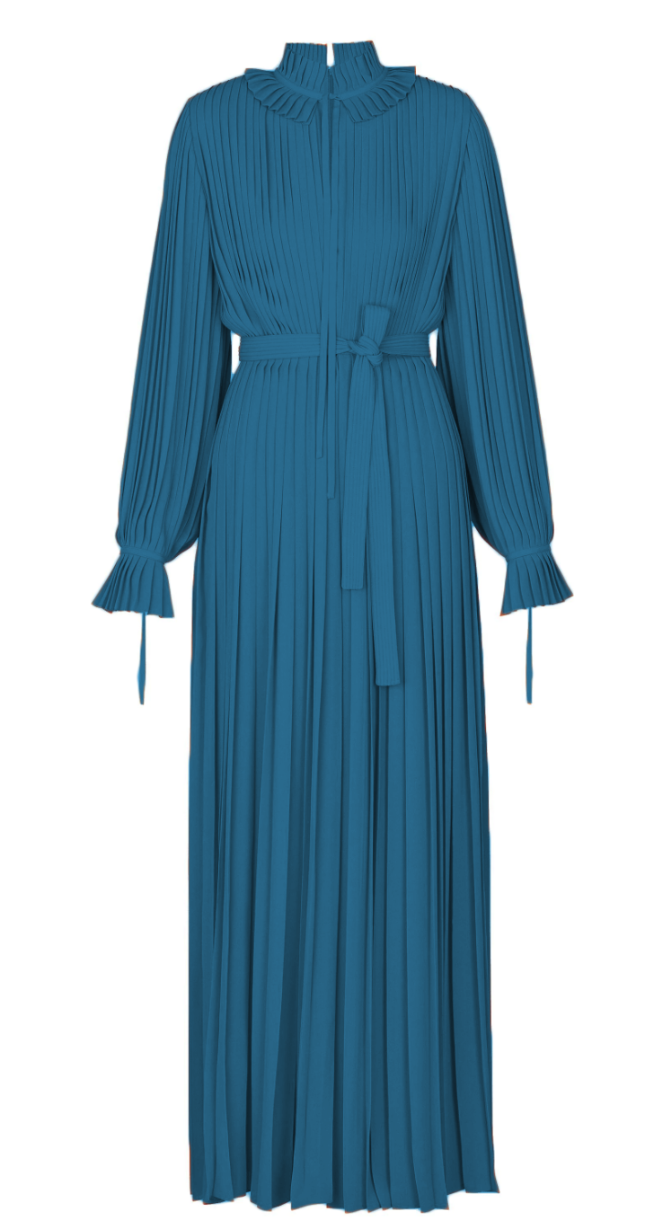 Louis Vuitton Draped Back Empire Gown Dark Night Blue. Size 36