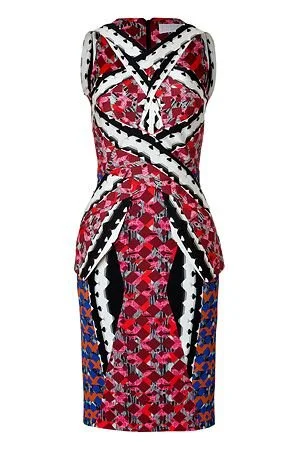 Peter Pilotto Multicolor Digital Print Dress with Peplum