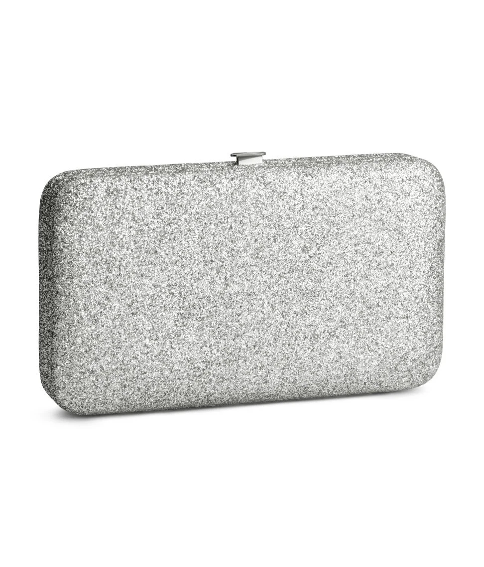 H&M Metallic Mobile Phone Clutch in Silver