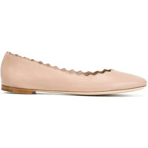 Chloé Lauren Scalloped Ballet Flats in Nude Leather
