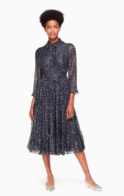 kate spade floral dots ruffle midi dress