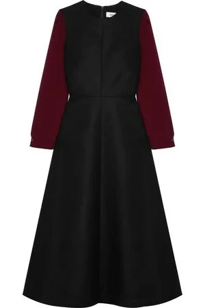 Cefinn Contrast Sleeves Dress in Black