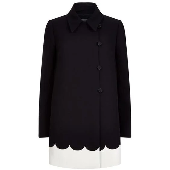 Red Valentino Bi-colour Scallop-edged Coat