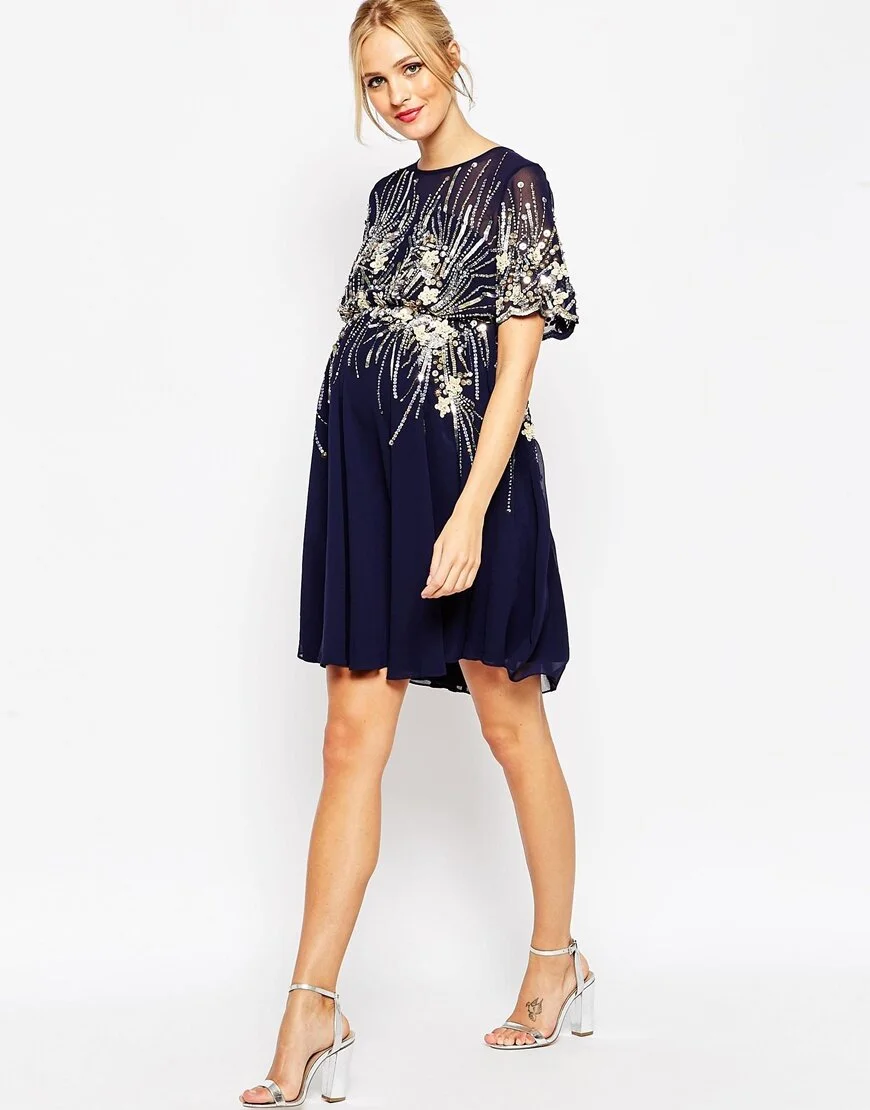 ASOS Maternity Midi Skater Dress With Embellishment