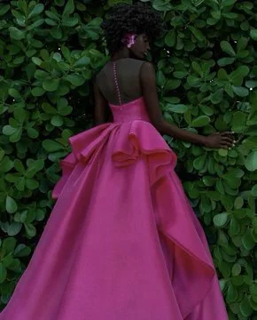 Angel Sanchez Sleeveless Illusion Panel Gown in Pink