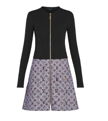 Louis Vuitton Bi-Material Monogram Tweed Dress