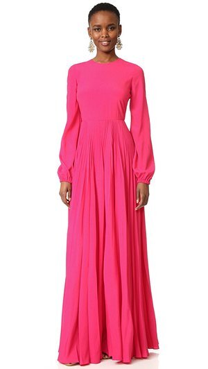 full sleeve pleated dress Purple Long Sleeve Pleated Charmeuse Handkerchief Dress