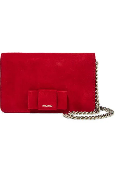 Miu Miu Bow-Embellished Suede Bag