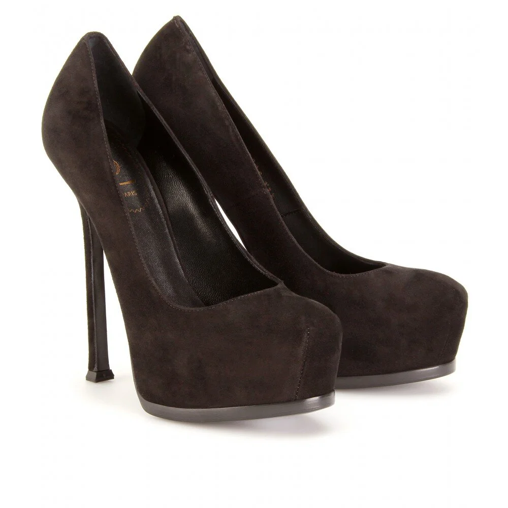 Yves Saint Laurent Tribute Suede Pumps in Brown