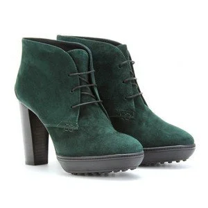 Tod's Laceup Platform Ankle Boots in Green Suede