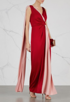 Paule Ka Crepe Sleeveless Color Block Gown