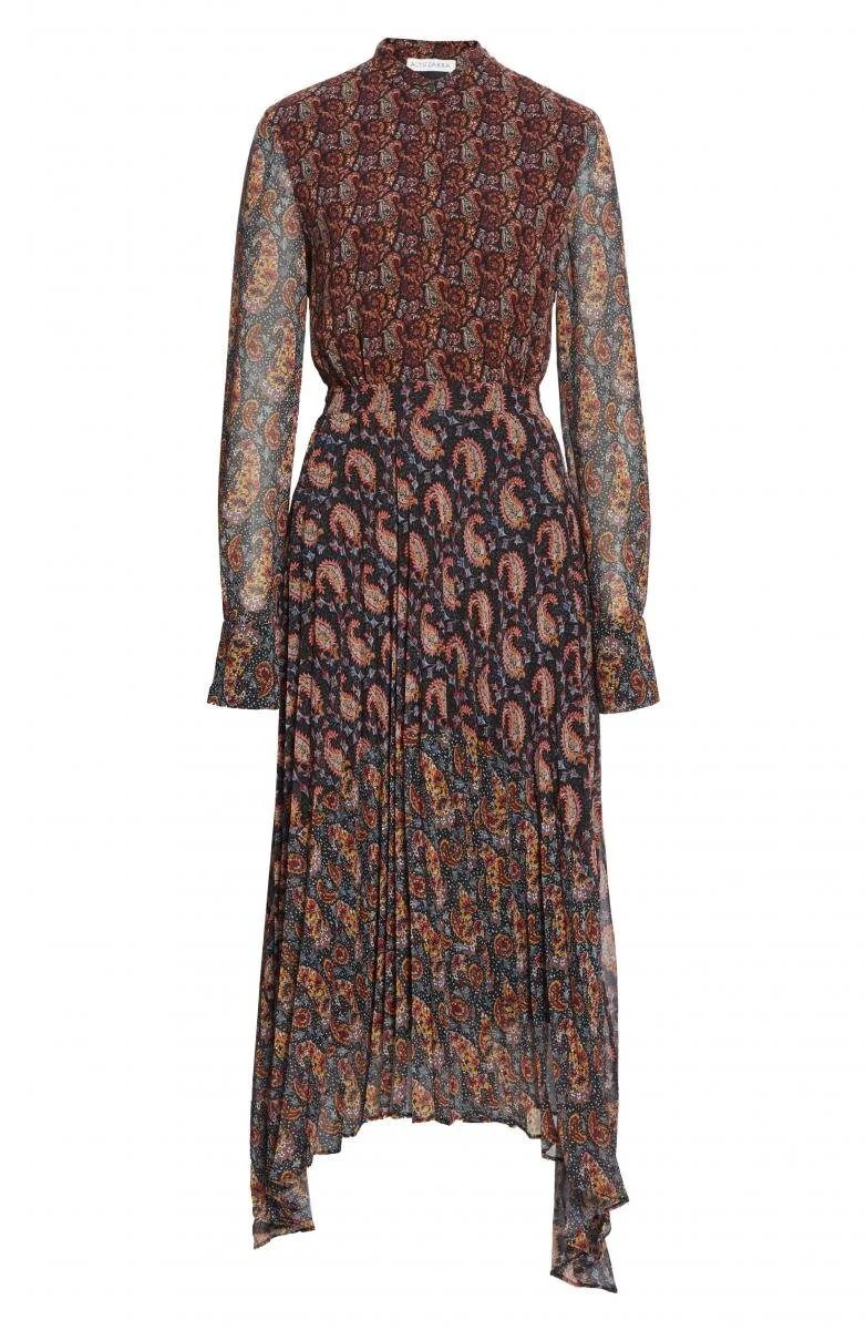 Altuzarra Asymmetrical Paisley Print Long Sleeve Midi Dress