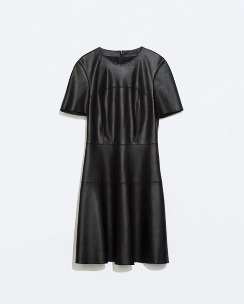 Zara black faux leather best sale dress