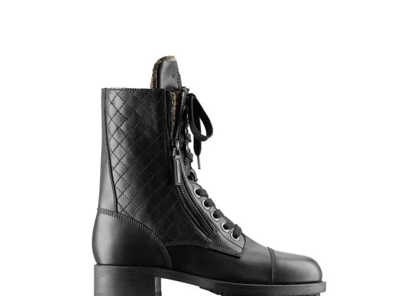 chanel suede combat boots